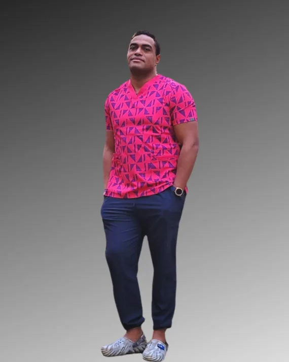 Pink Plumeria Men and Women Nurse's Scrubs